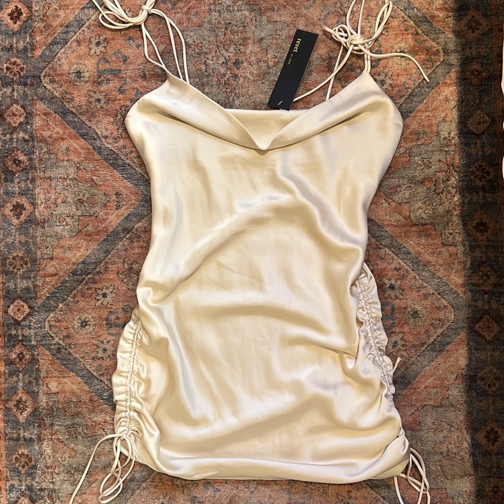 Champagne silk mini dress